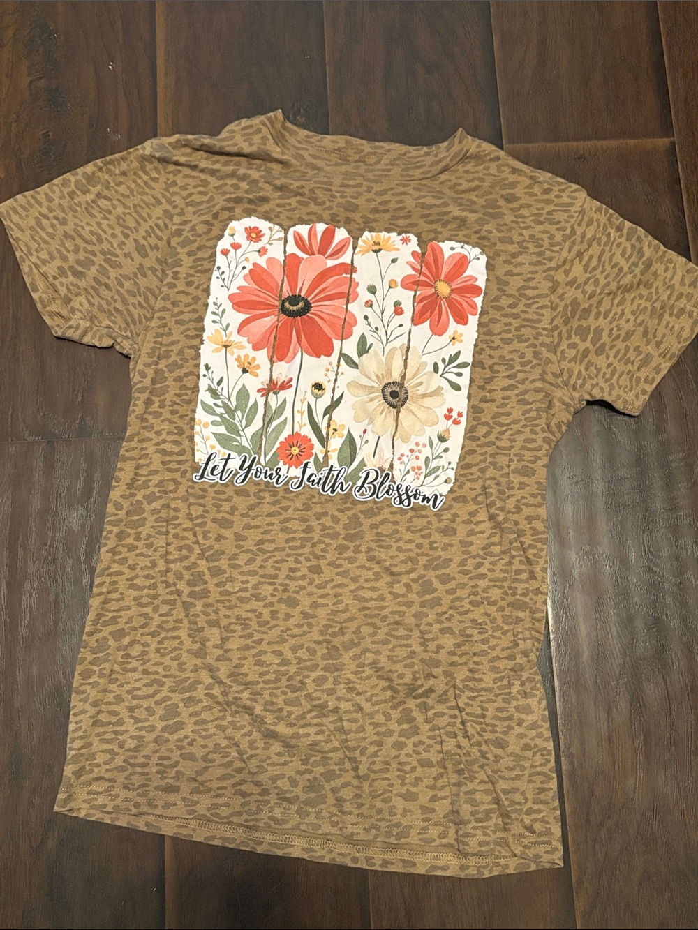 Let Your Faith Blossom Floral Graphic Tee - Tan